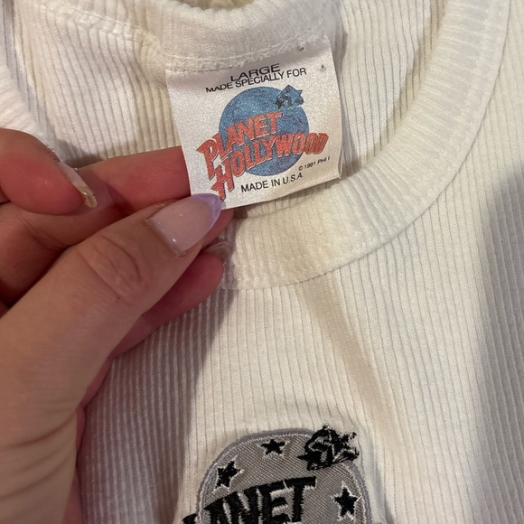 Vintage Planet Hollywood Beverly Hills Ribbed Tank Top White Size Large - Picture 6 of 6